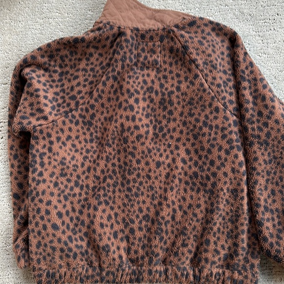 A&F Leopard Mixed Media Fleece Bomber Jacket Size L - Picture 5 of 8
